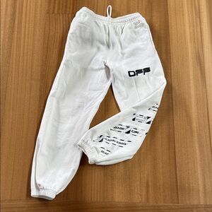 Off White Painter Tape Joggers with Black Logo Medium
